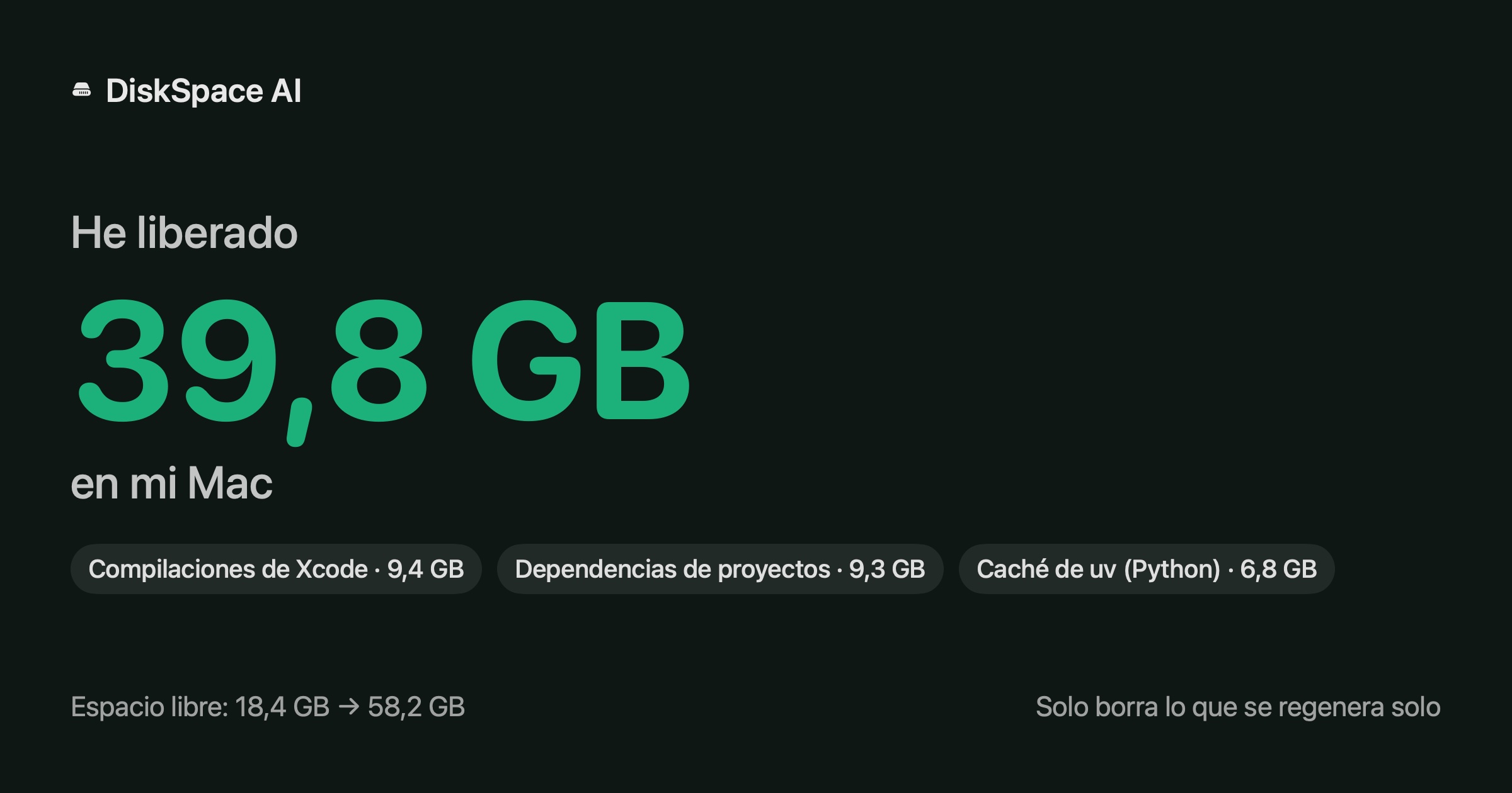 Ejemplo de la tarjeta para compartir lo que has liberado